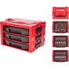 image:imageTEKTON 38 Inch Drive Shallow and Deep 12Point Socket and Ratchet Set in Modular Stacking Tool Box 83Piece 141 in 624 mm  SKT16301
