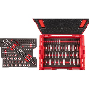image:imageTEKTON 14 38 Inch Drive Shallow and Deep 6Point Socket Set with Lid Insert in Stacking Tool Box 105Piece 5321 in 424 mm  OLB91301