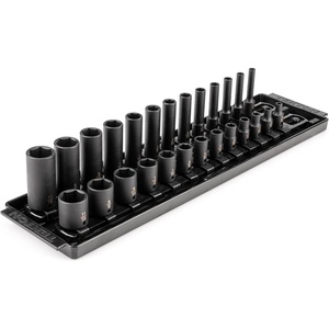 image:imageTEKTON 14 Inch Drive Shallow and Deep 6Point Impact Socket Set with Rails and Trays 58Piece 5321116 in 417 mm  SID90202DeepStandard