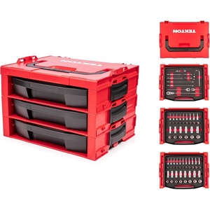 image:imageTEKTON 38 Inch Drive Shallow and Deep 12Point Socket and Ratchet Set in Modular Stacking Tool Box 83Piece 141 in 624 mm  SKT16301