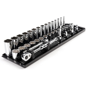 image:imageTEKTON 38 Inch Drive 12Point Socket and Ratchet Set with Rails and Tray 36Piece 141 in  SKT13102