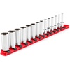image:imageTEKTON 14 Inch Drive Shallow 6Point Socket Set with Rail 11Piece 532  916 in  SHD9010114Piece 532916 in