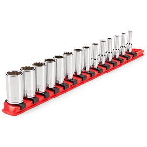 image:imageTEKTON 14 Inch Drive SemiDeep 12Point Socket Set with Rail 14Piece 415 mm  SHD90118