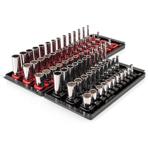 image:imageTEKTON 14 Inch Drive Shallow SemiDeep and Deep 12Point Socket Set with Rails and Trays 75Piece 532916 in 415 mm  SHD90219