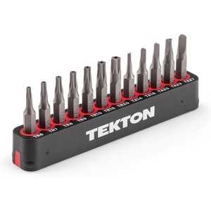 image:imageTEKTON 4 mm HexPozidriv Bit Set with Rail 12Piece 074 mm PZ0PZ2  DZZ9200512pc Tamper StarTriangle Bit Set