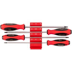 image:imageTEKTON Slotted Screwdriver Set with Red Modular Organizers  8 Inch Shanks 4Piece 48 mm  DWS90112